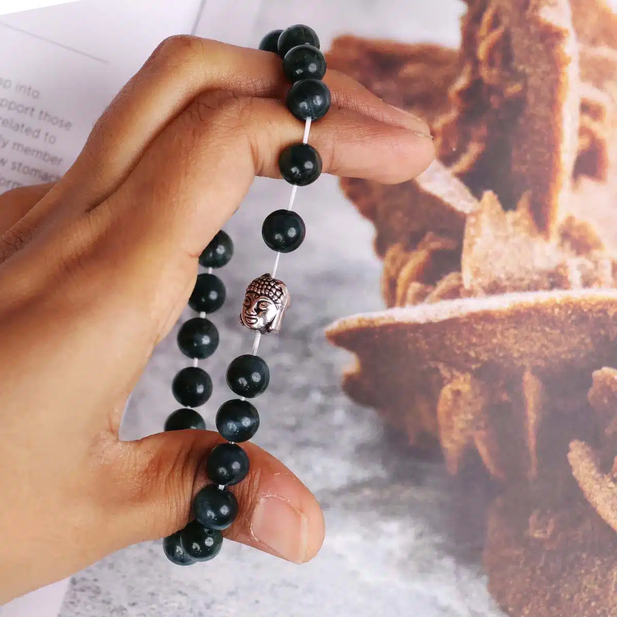 Shubhanjali-Blue Tiger Eye Buddha Bracelet (5) Shop Natural Blue Tiger Eye Buddha Charm Bracelet