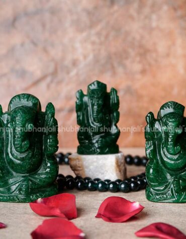 Natural Green Jade Crystal Ganesha Statue
