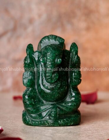 Natural Green Jade Crystal Ganesha Statue