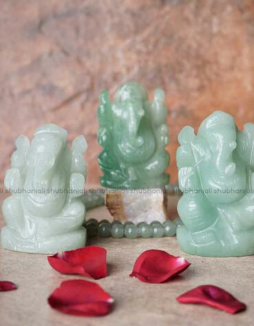 Natural Green Aventurine Crystal Ganesha Statue / Murti