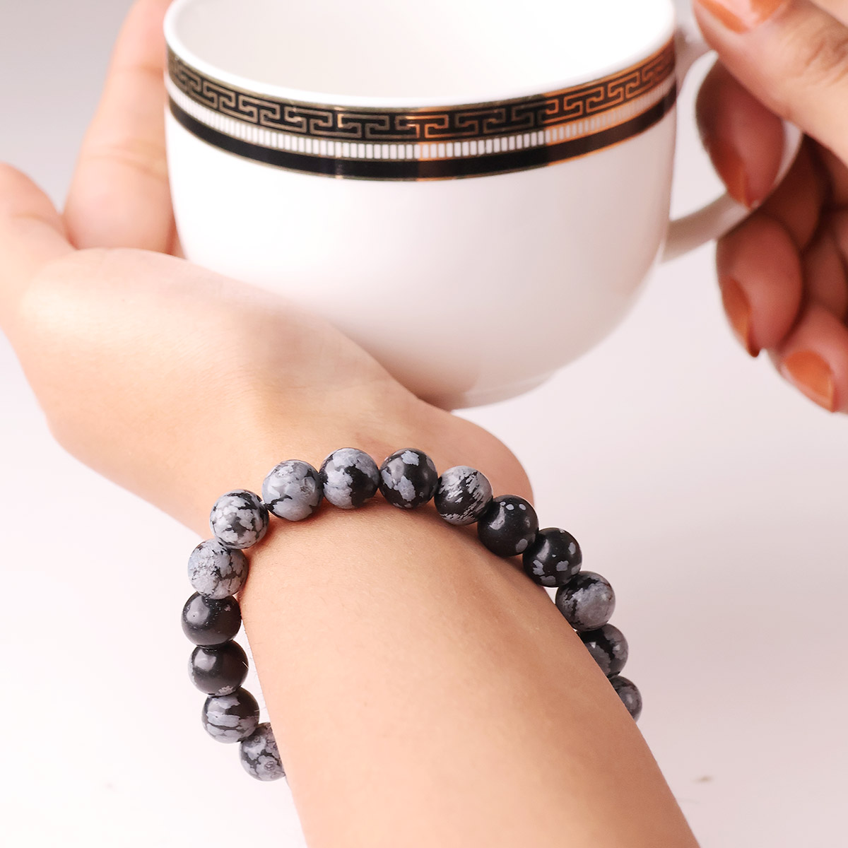 Snowflake Obsidian Bracelet - 8mm (13)