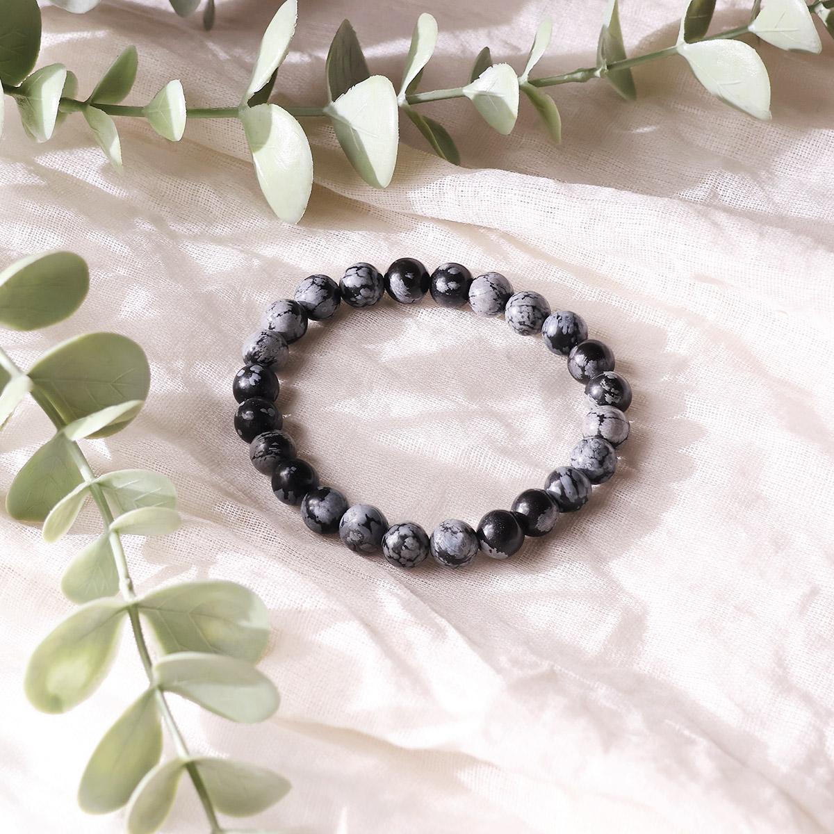 Snowflake Obsidian Bracelet - 8mm (5)