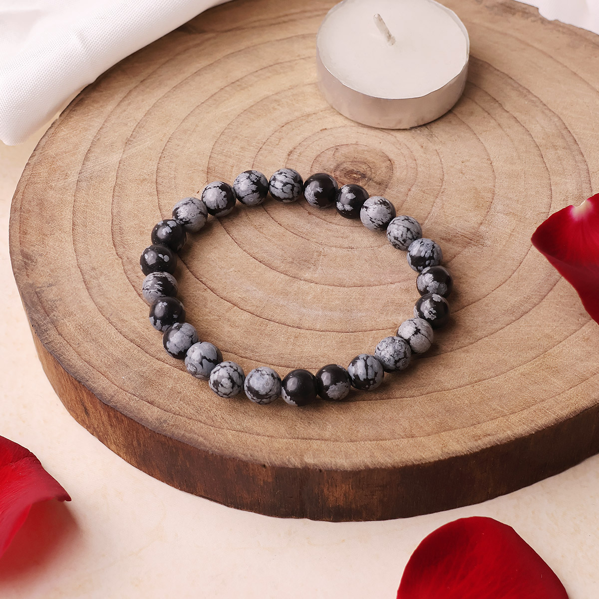 Snowflake Obsidian Bracelet - 8mm (6)