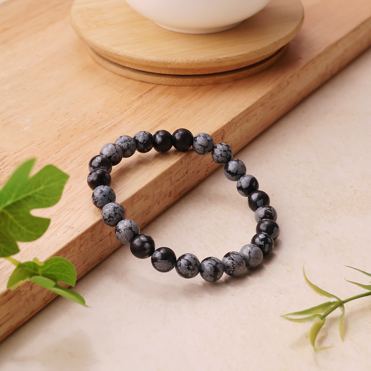 Snowflake Obsidian Bracelet - 8mm (7)