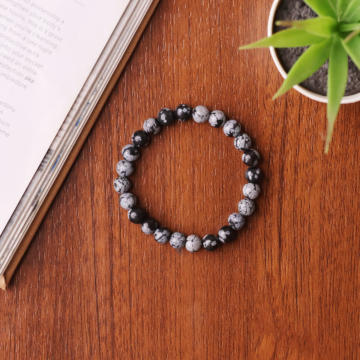 Snowflake Obsidian Bracelet - 8mm (8)