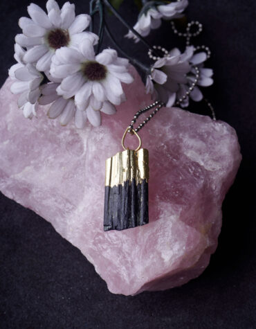 Black Tourmaline raw pendant