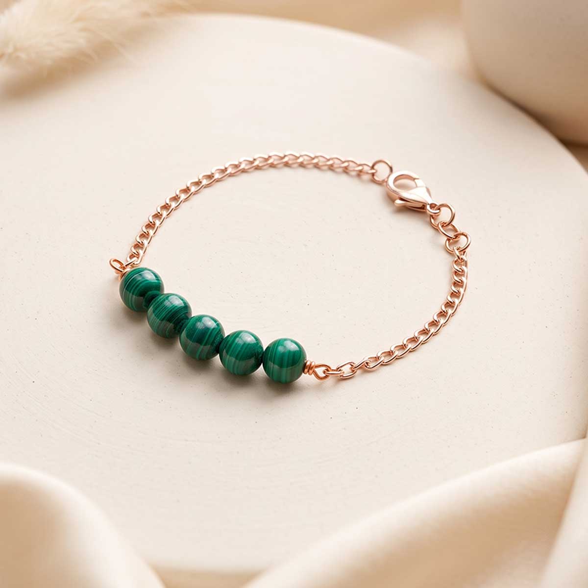 Malachite Five Beads Bracelet - Shubhanjali Store (1) five beads chain bracelet