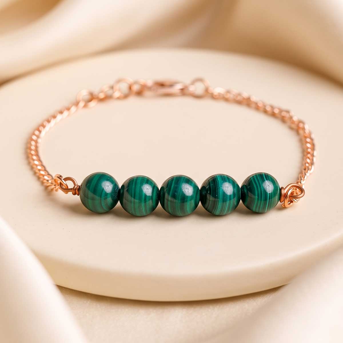 Malachite Five Beads Bracelet - Shubhanjali Store (2) five beads chain bracelet
