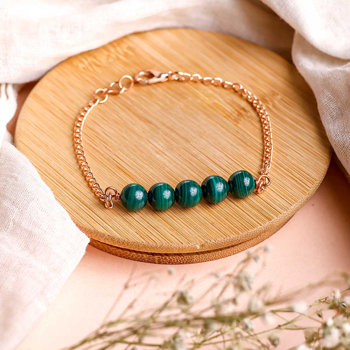 Malachite Five Beads Bracelet - Shubhanjali Store (4) five beads chain bracelet