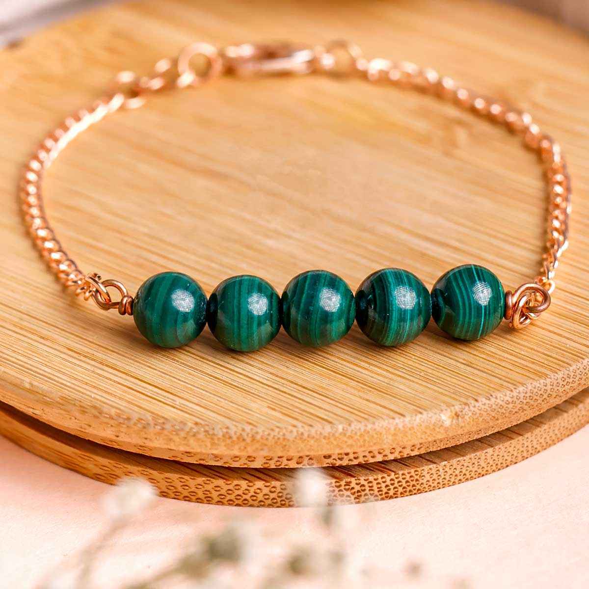 Malachite Five Beads Bracelet - Shubhanjali Store (5) five beads chain bracelet