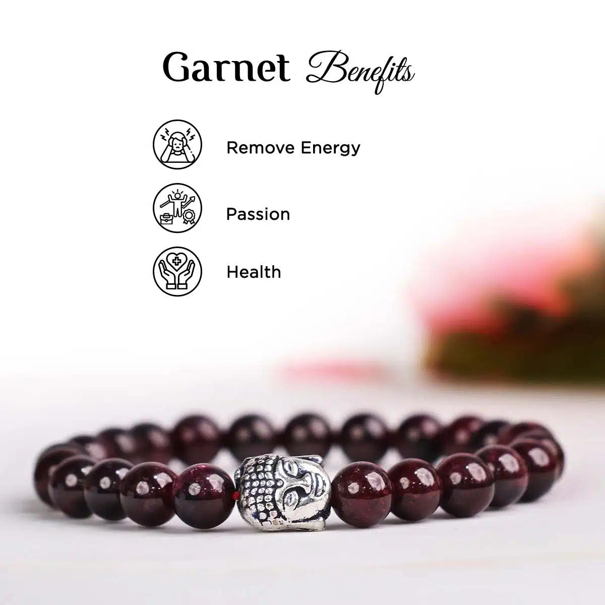 Shubhanjali-Garnet Buddha Bracelet (4) Shop Natural Garnet Buddha Charm Bracelet
