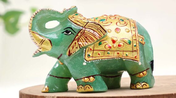 Green Aventurine Elephant Painted
