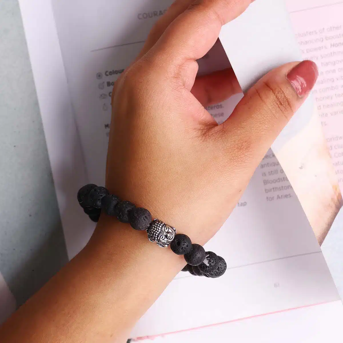 Shubhanjali-Lava Buddha Bracelet (2) Shop Natural Lava Buddha Charm Bracelet