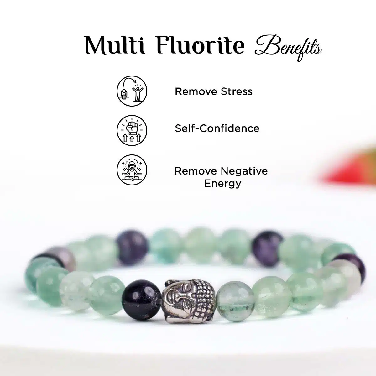 Shubhanjali-Multi Fluorite Buddha Bracelet (2) Shop Natural Multi Fluorite Buddha Charm Bracelet