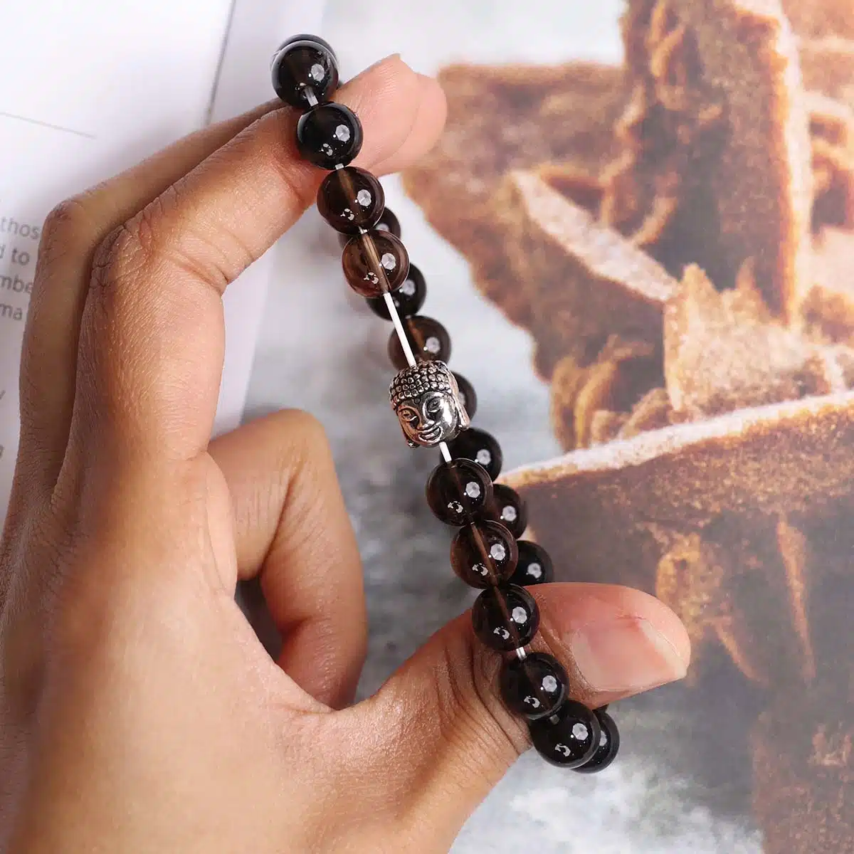 Shubhanjali-Smoky Quartz Buddha Bracelet (2) Shop Natural Smoky Quartz Charm Buddha Bracelet