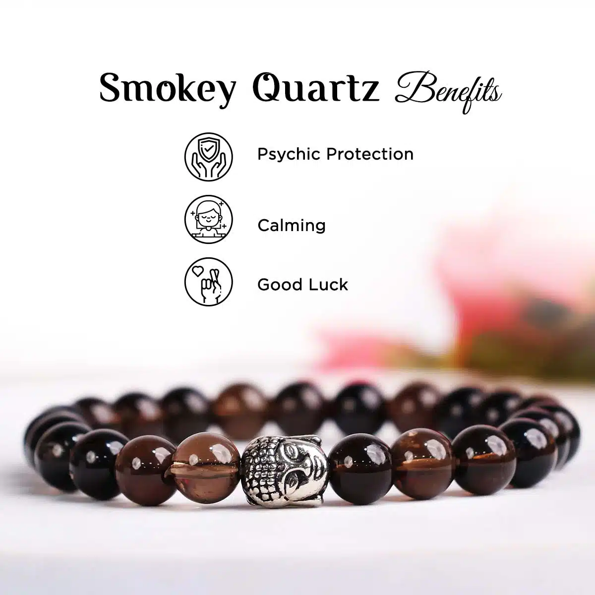 Shubhanjali-Smoky Quartz Buddha Bracelet (3) Shop Natural Smoky Quartz Charm Buddha Bracelet