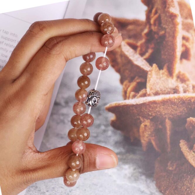 Shop Natural Sunstone Buddha Charm Bracelet