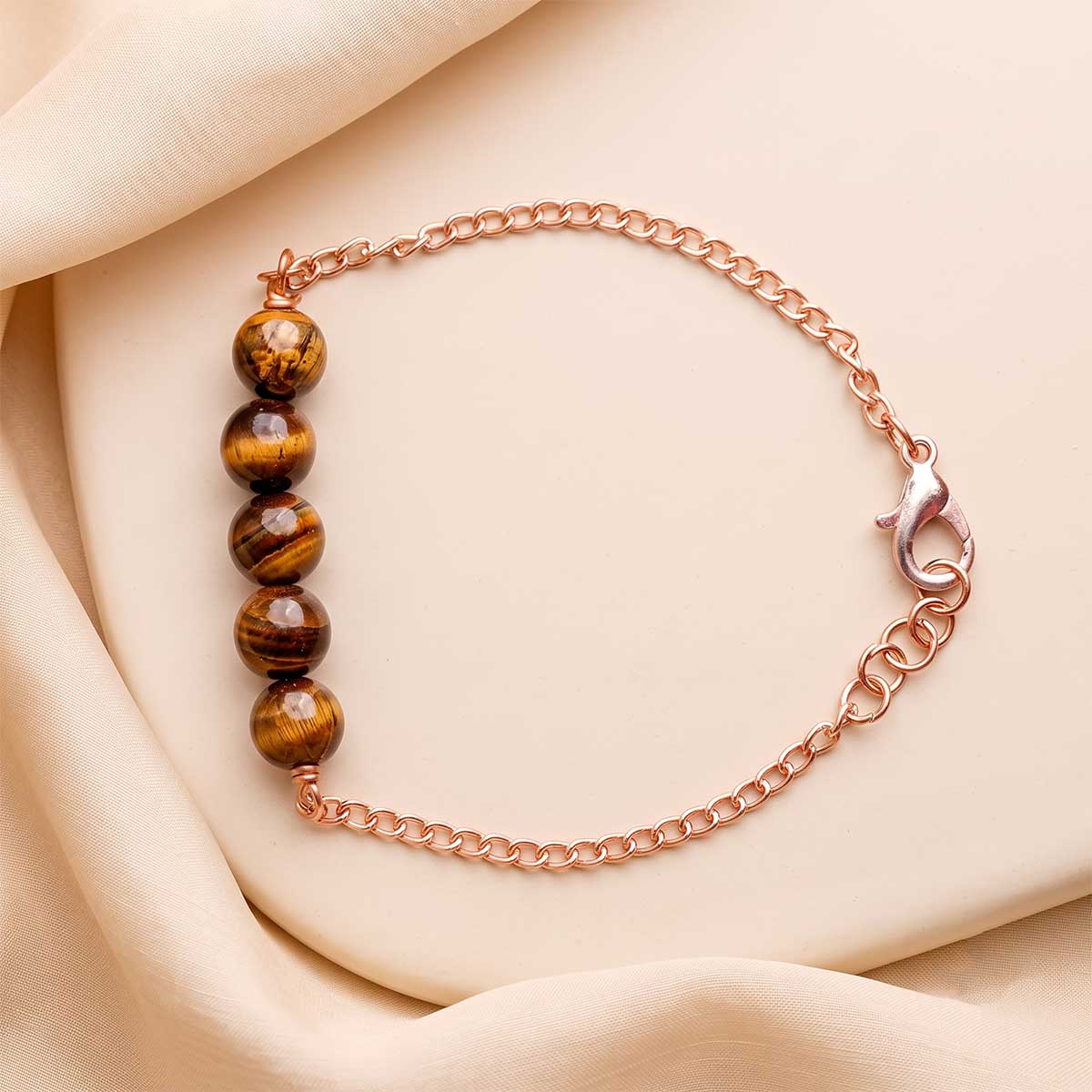 Tiger Eye Five Beads Bracelet - Shubhanjali Store (3) five beads chain bracelet