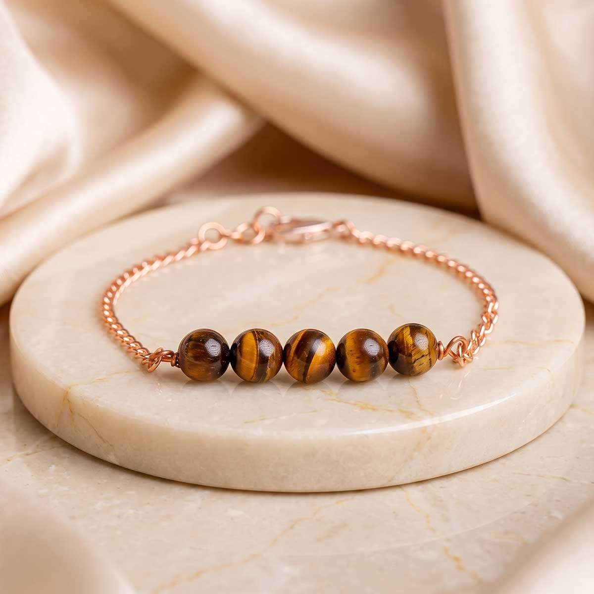 Tiger Eye Five Beads Bracelet - Shubhanjali Store (4) five beads chain bracelet