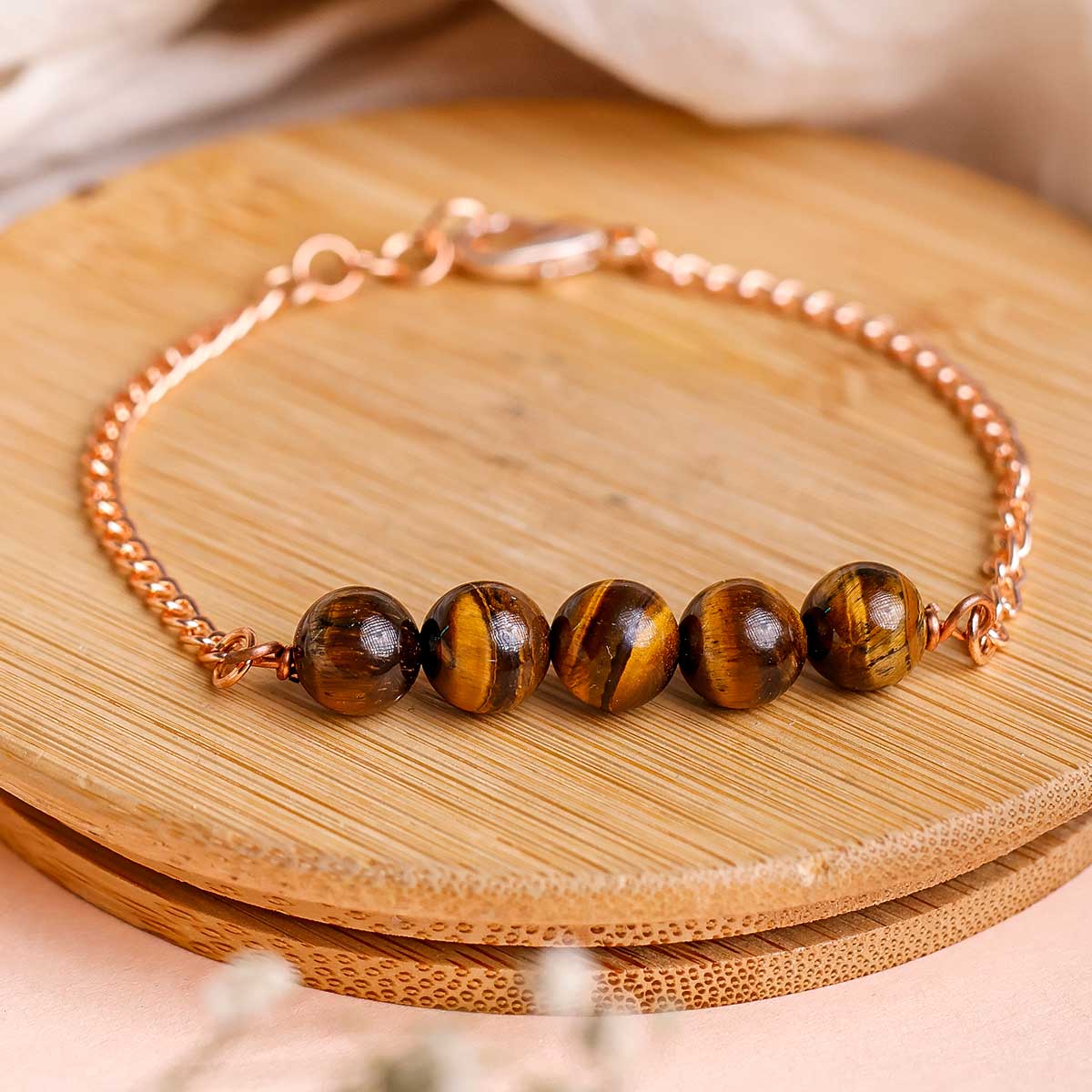 Tiger Eye Five Beads Bracelet - Shubhanjali Store (6) five beads chain bracelet