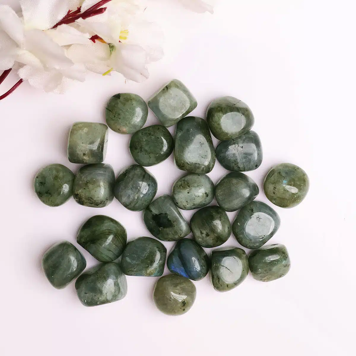 White Labradorite Tumble Stones-Shubhanjali (2) Shop White Labradorite Tumble Stones