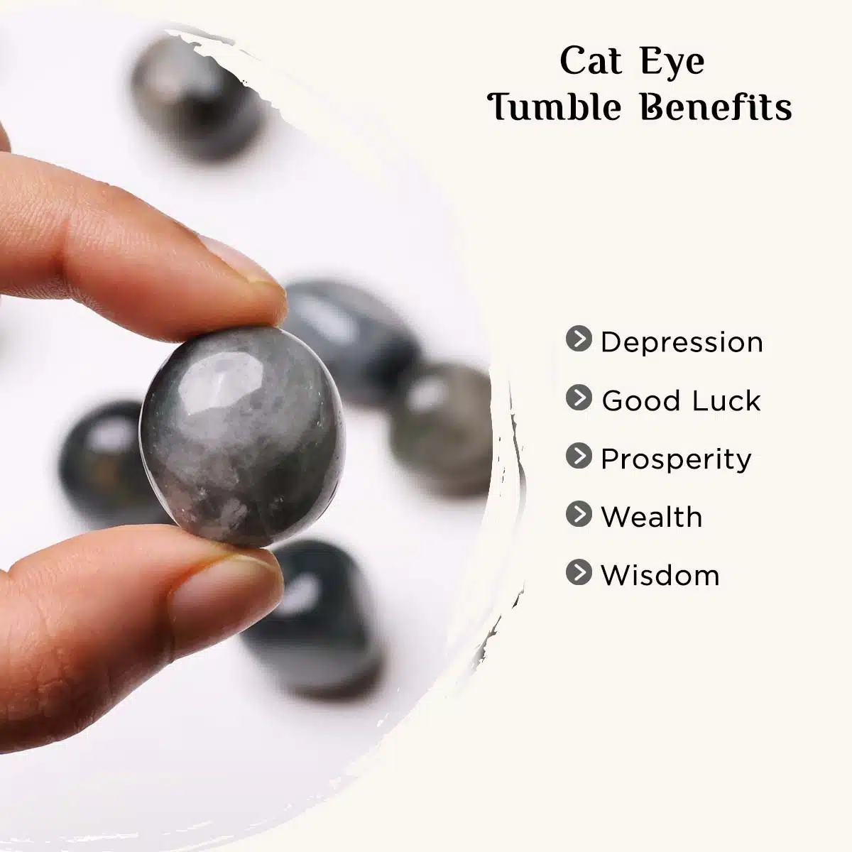 Cat's Eye Tumble Stone-Shubhanjali Shop Cat's Eye Crystal Tumble Stone