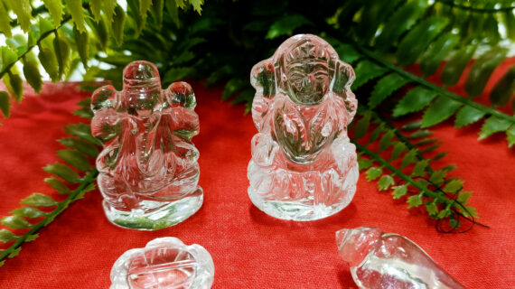 Sphatik Laxmi Ganesh Charan Paduka with Shank
