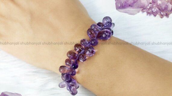 Amethyst Tear Drop Shape Beads Bracelet
