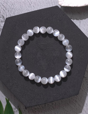 natural selenite round beads bracelet