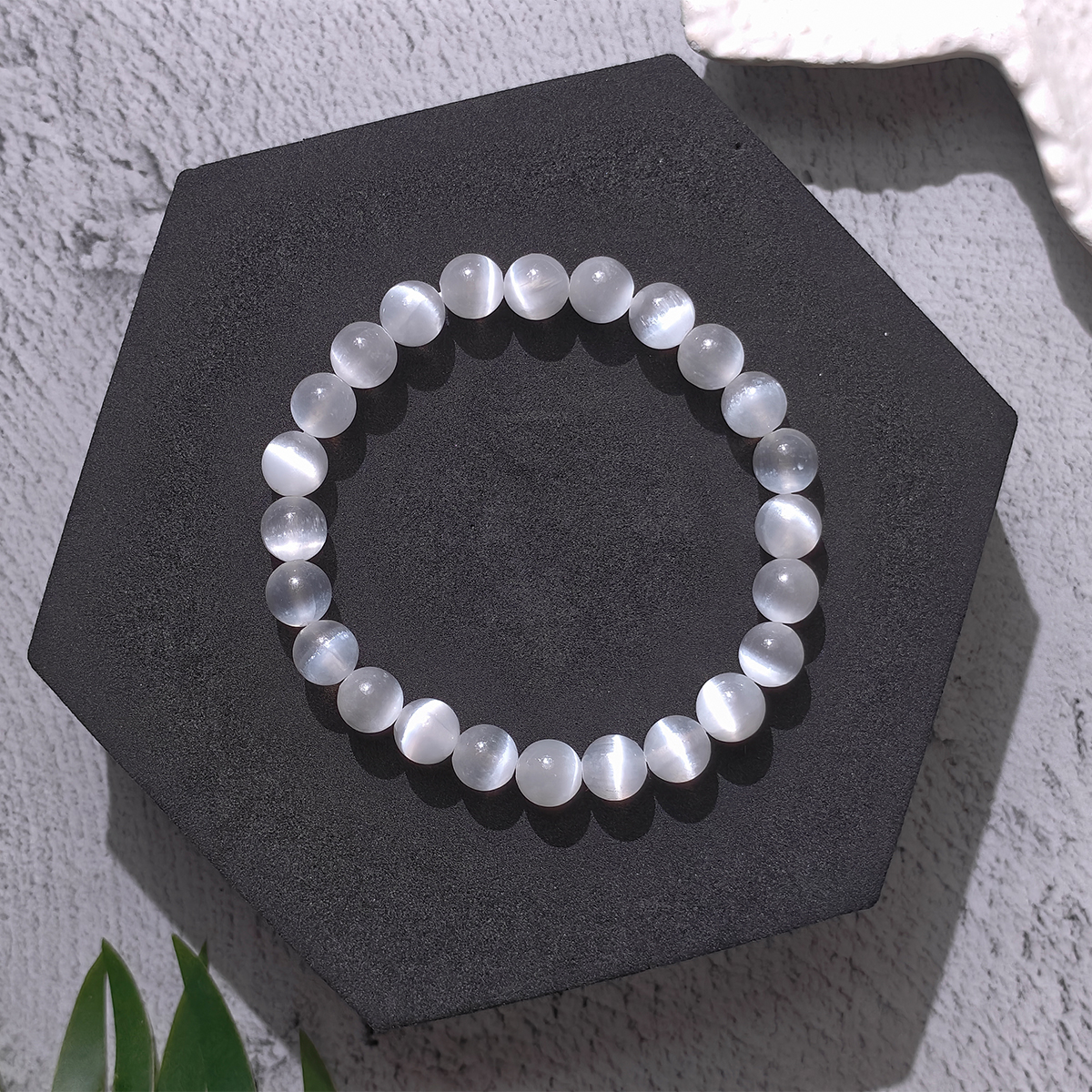 Untitled-2-8mm natural selenite round beads bracelet