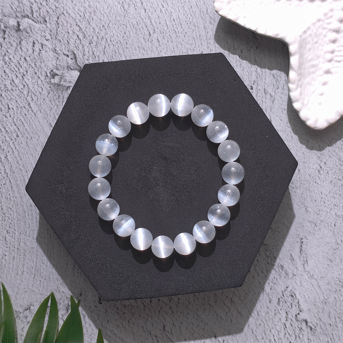 Untitled-3-10-mm natural selenite round beads bracelet