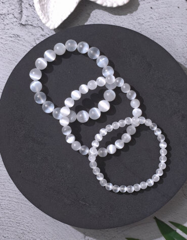 natural selenite round beads bracelet