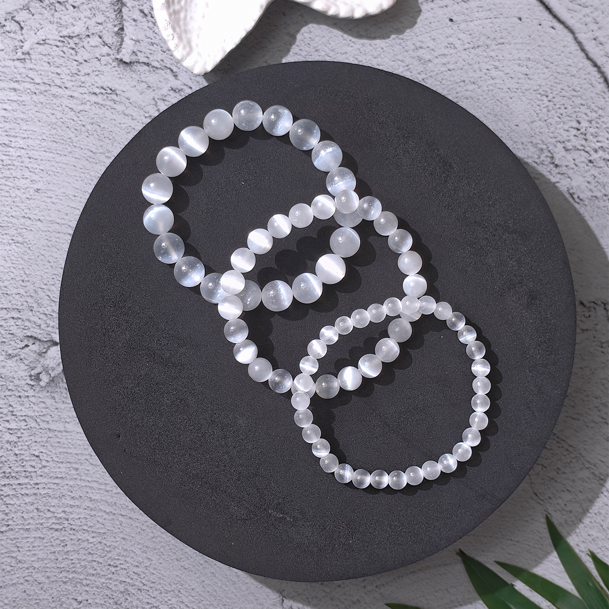 Untitled-6 natural selenite round beads bracelet