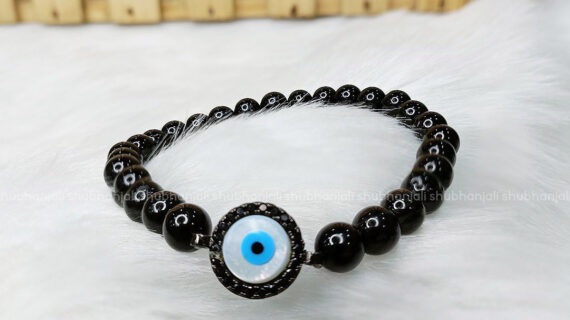 Black Tourmaline Evil Eye Bracelet (6 mm)