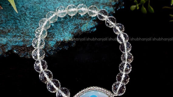 Faceted Clear Quartz Evil Eye Bracelet