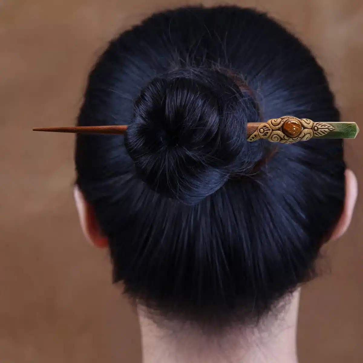 Green Jade Hair Bun Stick-Shubhanjali (2) Shop Green Jade Crystal Hair Bun Stick