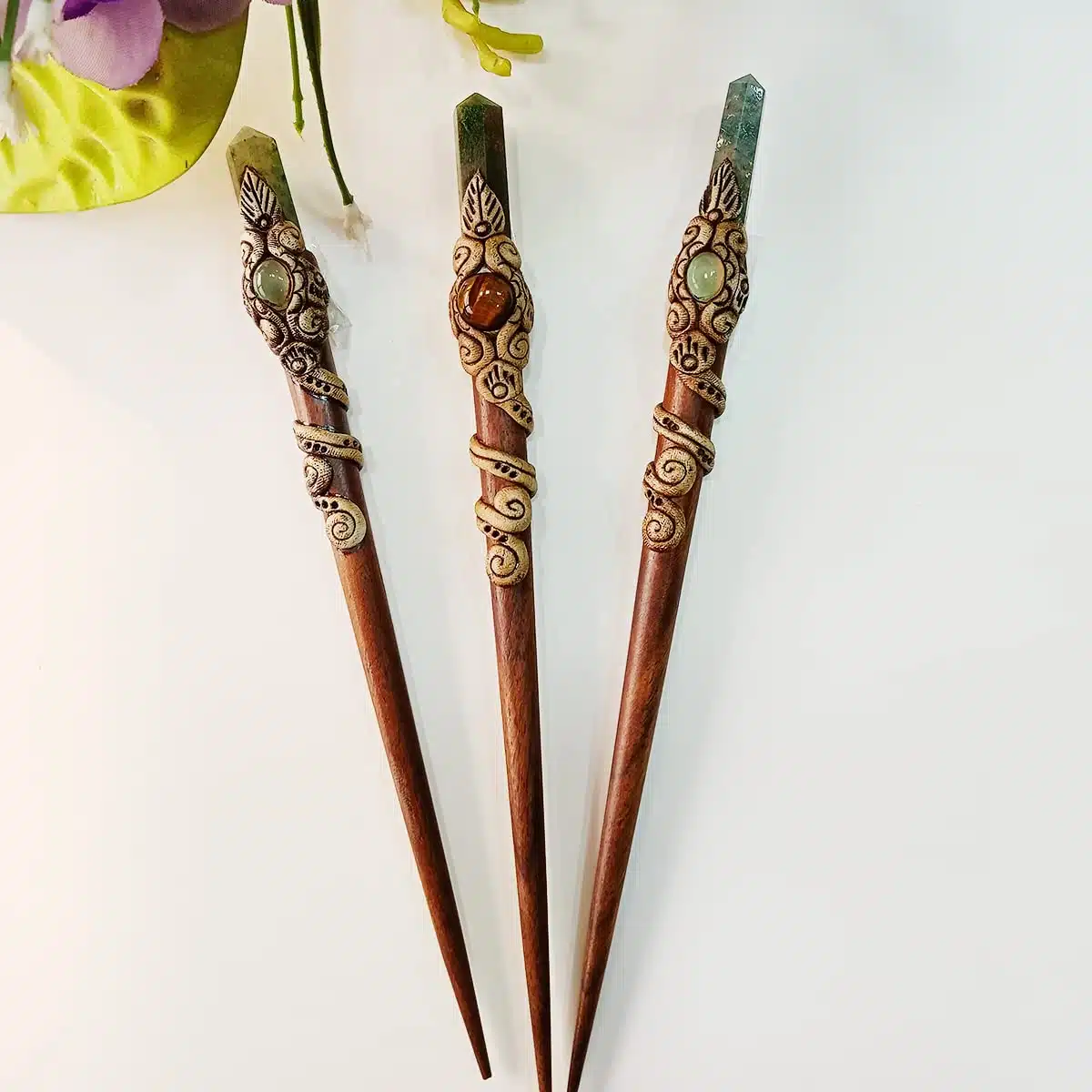 Green Jade Hair Bun Stick-Shubhanjali (5) Shop Green Jade Crystal Hair Bun Stick