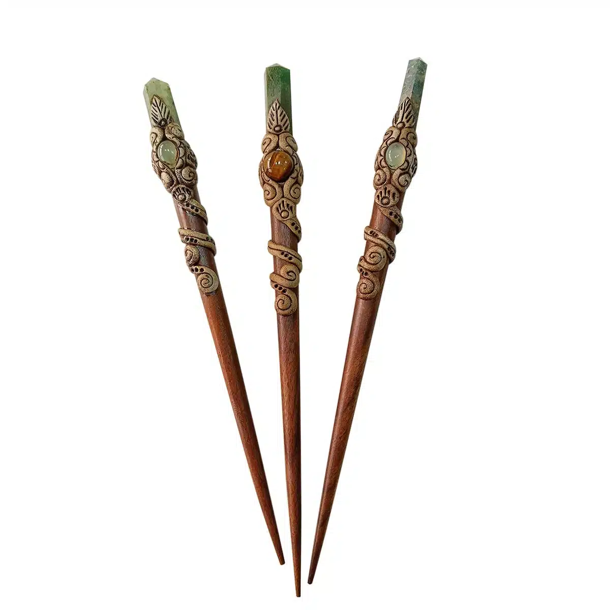 Green Jade Hair Bun Stick-Shubhanjali (6) Shop Green Jade Crystal Hair Bun Stick