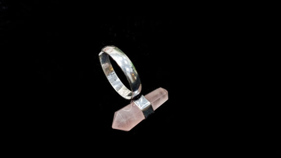 Rose Quartz Double Terminated Pencil Crystal Rings