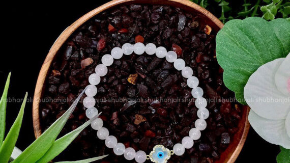 Rose Quartz Evil Eye Bracelet (6mm)