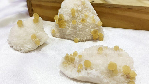 Scolecite with Yellow Calcite Cluster