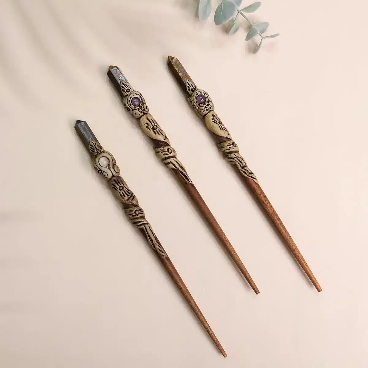 Tiger Eye Hair Bun Sticks-Shubhanjali (3) Shop Tiger Eye Crystal Hair Bun Sticks