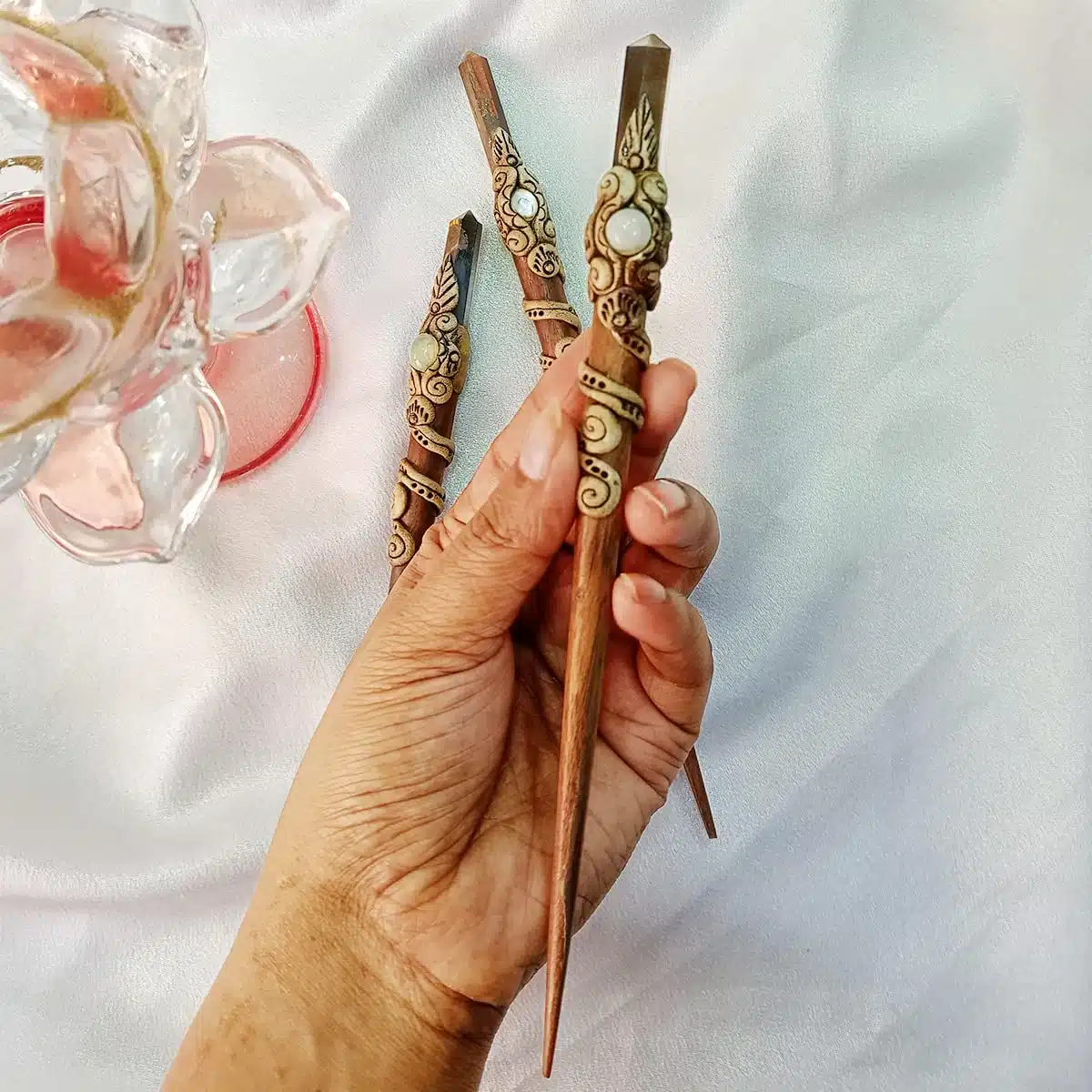 Tiger Eye Hair Bun Sticks-Shubhanjali (5) Shop Tiger Eye Crystal Hair Bun Sticks