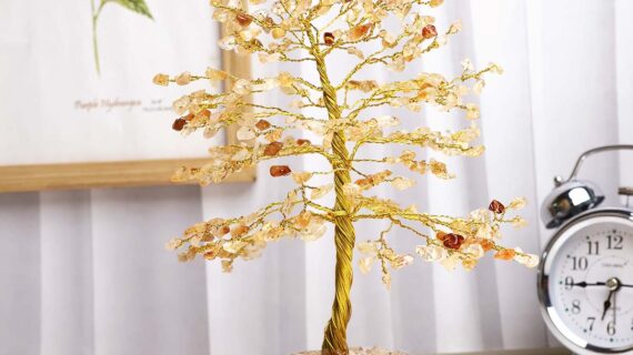Citrine Tree 300 Beads, Golden Wired
