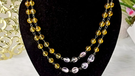 Citrine with Ametrine Tumble Necklace