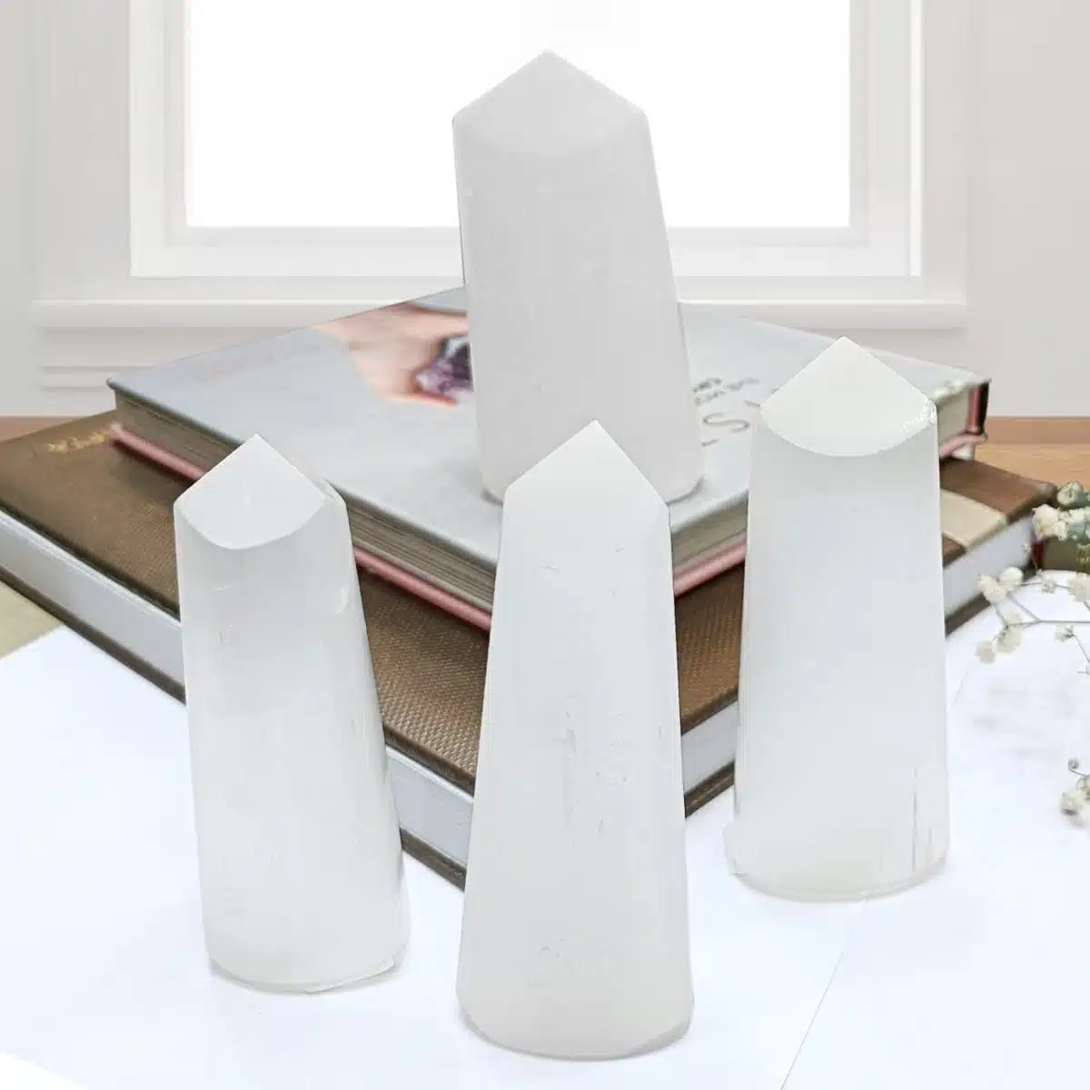 Selenite Free Form Points-Shubhanjali (6) Shop Selenite Crystal Free Form Points