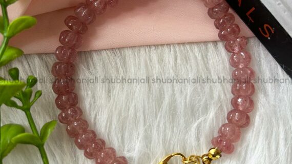 Strawberry Quartz Bracelet ( Watermelon Shaped Beads )