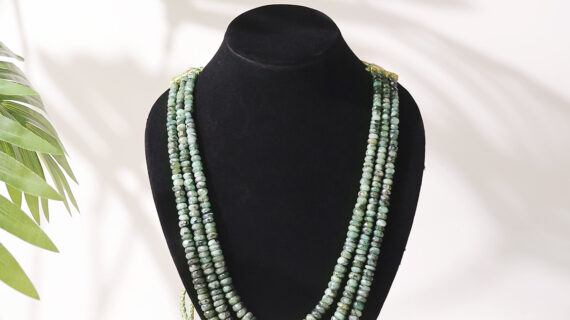 Emerald Bati Faceted Beads 3 Layer Necklace