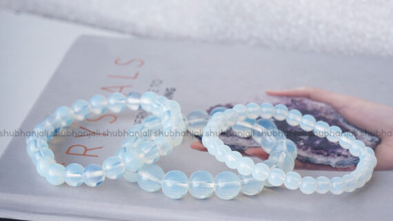 Opalite Round Beads Bracelet ( Man-Made )