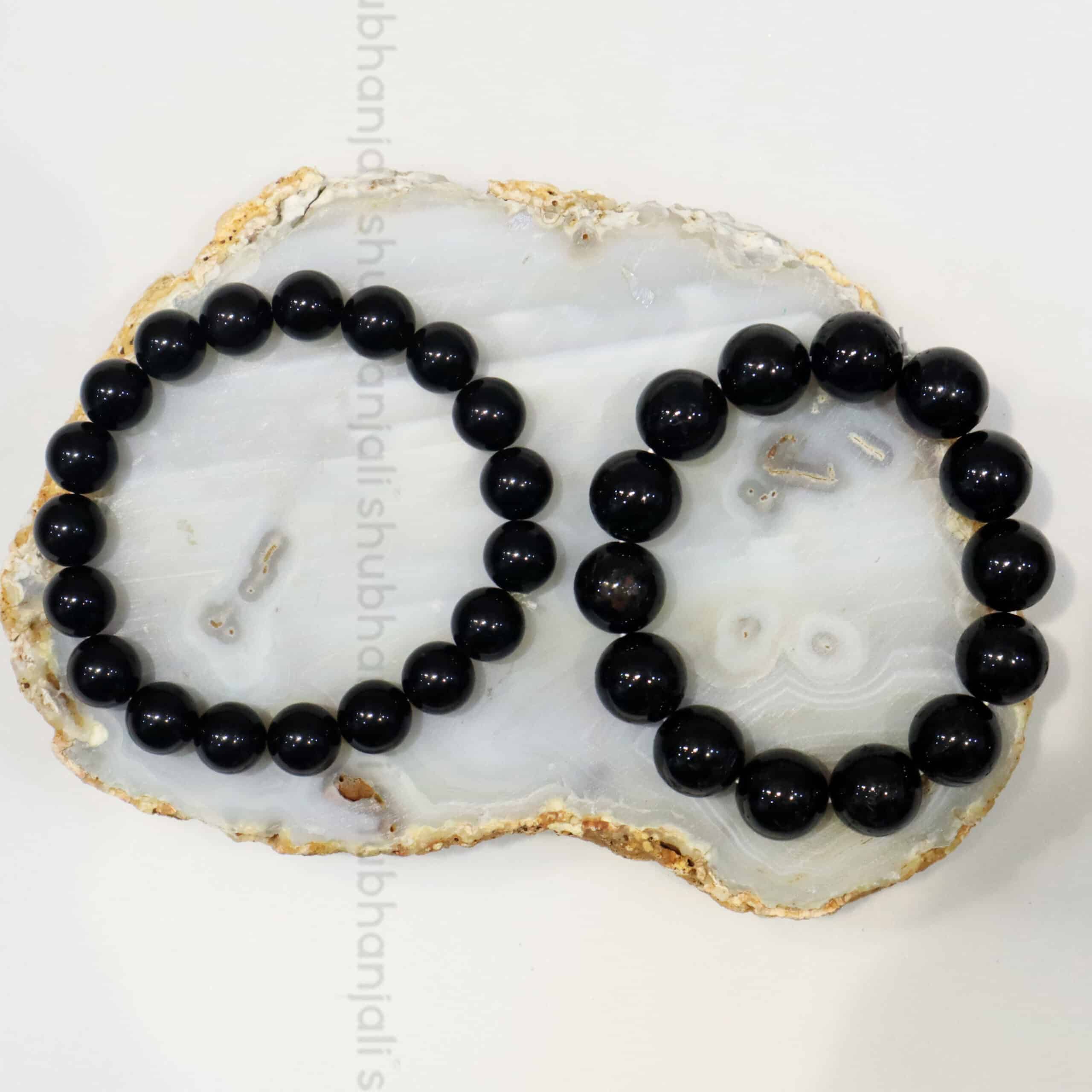 BLACK TOURMALINE CRYSTAL BRACELET - BLUE AND WHITE - SILVER main image 1
